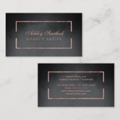 Moderne Rose Goldrahmen schwarz Aquarell Make-up Visitenkarte (Vorne/Hinten)