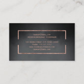 Moderne Rose Goldrahmen schwarz Aquarell Make-up Visitenkarte (Rückseite)