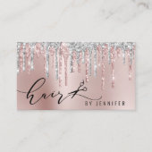 Moderne Rose Goldschere Glitzer Haarstylist busi Visitenkarte (Vorderseite)