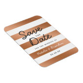 Moderne Rose Goldstreifen Streifen Save the Date Magnet (Rechte Seite)