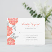 Moderne Rose Grau und Korallen Hochzeit RSVP (Stehend Vorderseite)