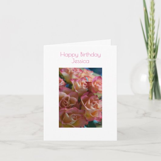 Moderne Rose Happy Birthday Personalizable Card Karte (Vorderseite)