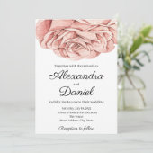 Moderne Rose Hochzeitseinladung Einladung (Stehend Vorderseite)