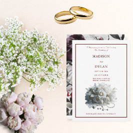 Moderne Rose Hochzeitseinladung mit Weißrosen Einladung