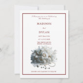 Moderne Rose Hochzeitseinladung mit Weißrosen Einladung (Vorderseite)