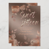 Moderne Rose im Herbst 16 . Geburtstag Einladung (Vorne/Hinten)