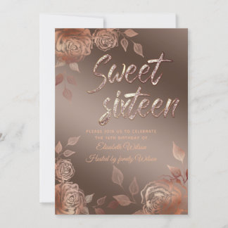 Moderne Rose im Herbst 16 . Geburtstag Einladung