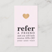 Moderne Rose Imitats Goldenes Herz Salon Empfehlungskarte (Vorderseite)