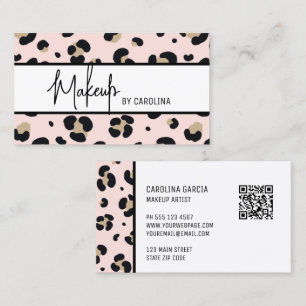 Moderne Rosé Leoparden-Druck-Makeup-Artist Visitenkarte