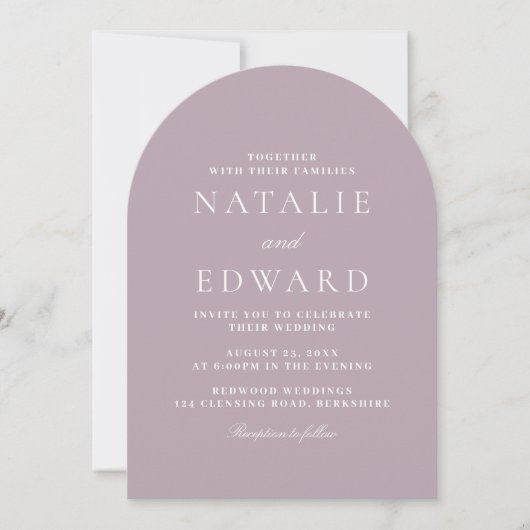 Moderne Rose & Mauve Modern Arch Wedding Einladung (Vorderseite)