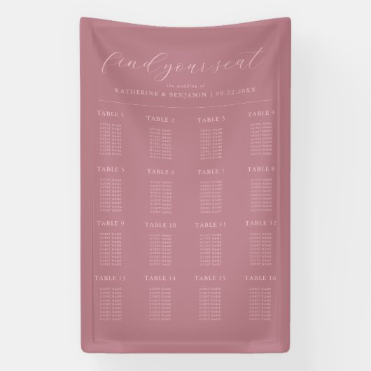 Moderne Rose Minimalistische Hochzeitssattelkarte Banner (Vertikal)