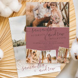 Moderne Rose minimalistisches Drehbuch 5 Fotos Hoc Einladung<br><div class="desc">Moderne minimalistische Cinnamon Rose Skript Hochzeit mit 5 Foto Gitter Collage.</div>