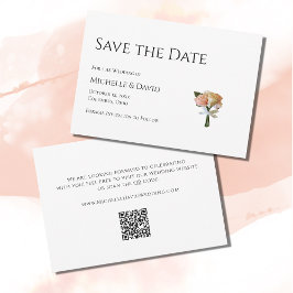 Moderne Rose mit Blumenbezug Schwarz-weißer QR-Cod Save The Date