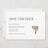 Moderne Rose mit Blumenbezug Schwarz-weißer QR-Cod Save The Date (Vorderseite)