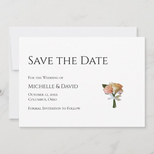Moderne Rose mit Blumenbezug Schwarz-weißer QR-Cod Save The Date (Vorderseite)