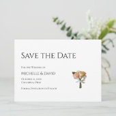 Moderne Rose mit Blumenbezug Schwarz-weißer QR-Cod Save The Date (Stehend Vorderseite)