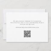 Moderne Rose mit Blumenbezug Schwarz-weißer QR-Cod Save The Date (Rückseite)