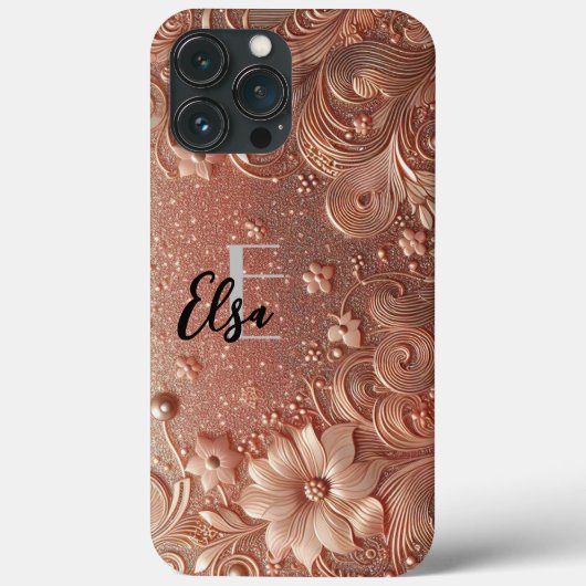 Moderne Rose mit Gold und Blumen3 Case-Mate iPhone Hülle (Rückseite)