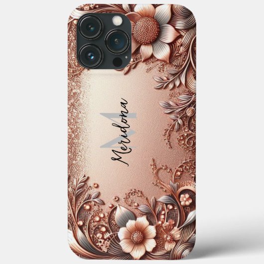 Moderne Rose mit Gold und Blumen5 Case-Mate iPhone Hülle (Rückseite)