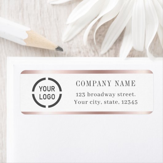 Moderne Rose mit goldenem Grenz-Logo Rücksendeadre (Insitu)