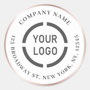 Moderne Rose mit goldenem Grenz-Logo Rücksendeadre Runder Aufkleber