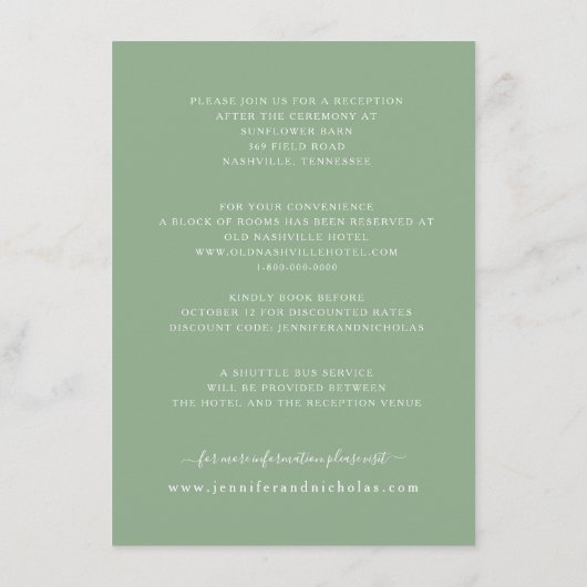 Moderne Rose mit grüner Blüte Begleitkarte (Rückseite)