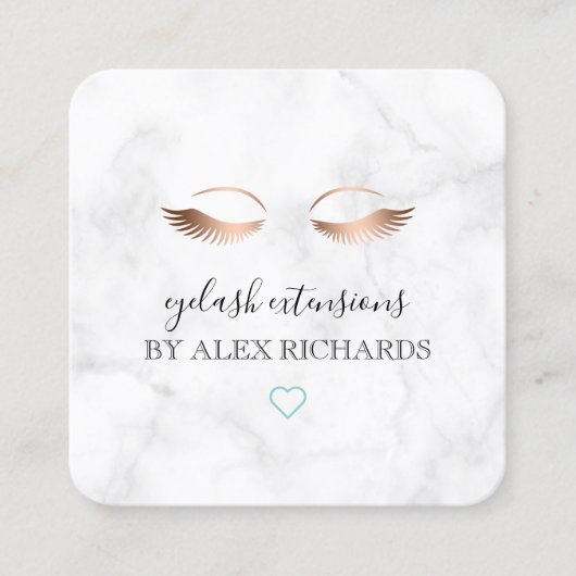 Moderne Rose mit minimalem Marmor-Wimpernverlänger Quadratische Visitenkarte (Vorderseite)
