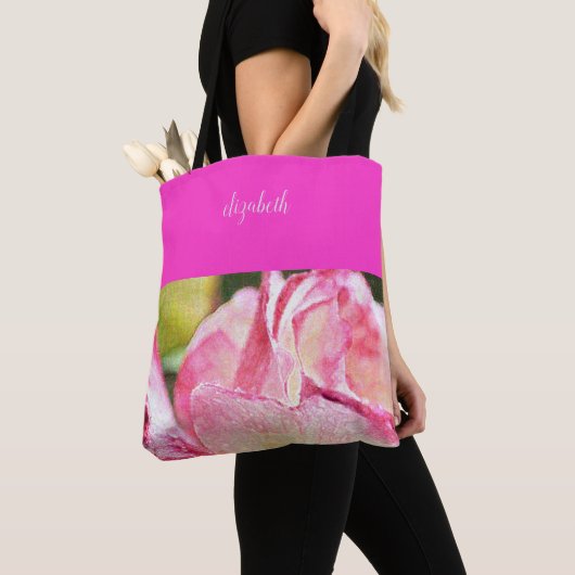 Moderne Rose Mit Monogramm Tasche (Von Nahem)