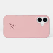 Moderne Rosé-Monogramm-Name iPhone 16 Hülle (Rückseite (Horizontal))