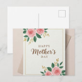 Moderne Rose Muttertagskarte mit Golddetails Feiertagspostkarte (Vorne/Hinten)