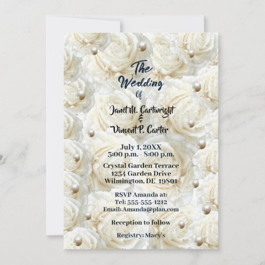 Moderne Rose Pearl Wedding Einladung (Vorderseite)