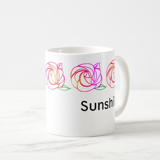 Moderne Rose personalisierte Umarmung Kaffeetasse (VorderseiteRechts)