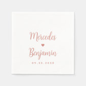 Moderne Rose Personalisiertes Herz Hochzeit Gold Serviette (Vorderseite)