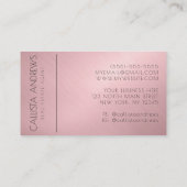 Moderne Rose Pink Gold Metallic Stripe Monogram Visitenkarte (Rückseite)