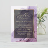 Moderne Rose Plum Lila Alkohol Tinte Einladung (Stehend Vorderseite)