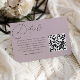 Moderne Rose QR Code Hochzeitsdetails Begleitkarte
