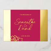 Moderne Rose Red Wedding Foil Einladung (Vorderseite)