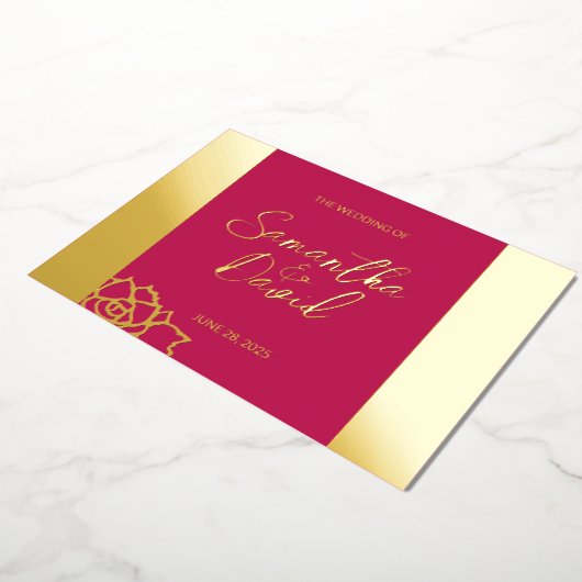 Moderne Rose Red Wedding Foil Einladung (Gedreht)