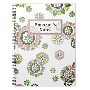 Moderne Rose Retro Green Mauve No Notizblock