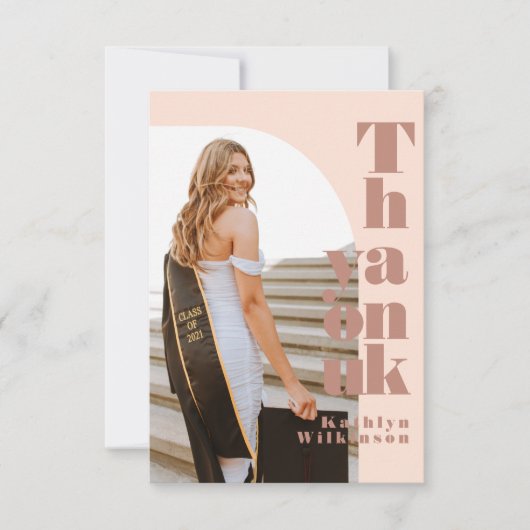 Moderne Rose Rosa Arch Foto GRAD Vielen Dank Einladung (Vorderseite)