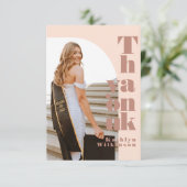 Moderne Rose Rosa Arch Foto GRAD Vielen Dank Einladung (Stehend Vorderseite)