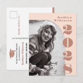 Moderne Rose Rosa Bögen Fettschrift Foto Grad Ankündigungspostkarte (Vorne/Hinten)