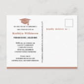 Moderne Rose Rosa Bögen Fettschrift Foto Grad Ankündigungspostkarte (Rückseite)