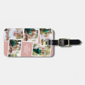 Moderne Rose Rosa Multi-Foto Familiengeschenk Gepäckanhänger (Vorderseite horizontal)