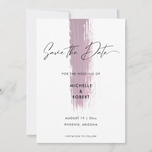 Moderne Rose Rosa Pinselstriche Save the Date (Vorderseite)
