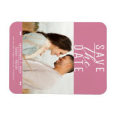 Moderne Rose Rosa Save the Date Hochzeitsstift Fot Magnet (Horizontal)