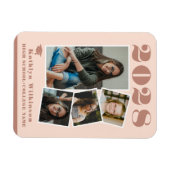 Moderne Rose Rosa Script Collage Abschluss 4 Foto Magnet (Horizontal)