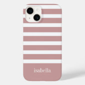 Moderne Rose Rosa und Weiß Streifen mit Monogramm Case-Mate iPhone Hülle (Rückseite)