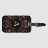 Moderne Rose Rose Gold Foil Mandala Monogram Black Gepäckanhänger (Vorderseite (Horizontal))