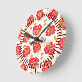 Moderne Rose Runde Wanduhr (Winkel)